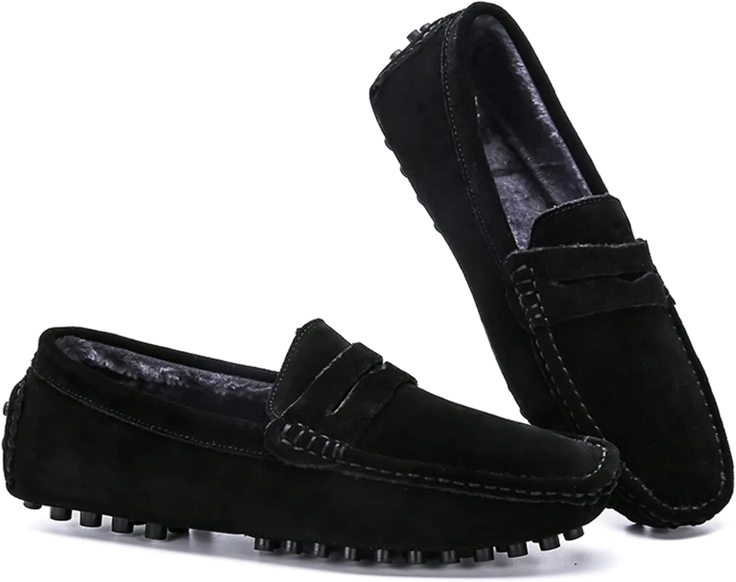 Slip-on Loafer for Men Flats Bow-Tie Suede Leather Dress Driving Moccasins Casual Boat Shoes