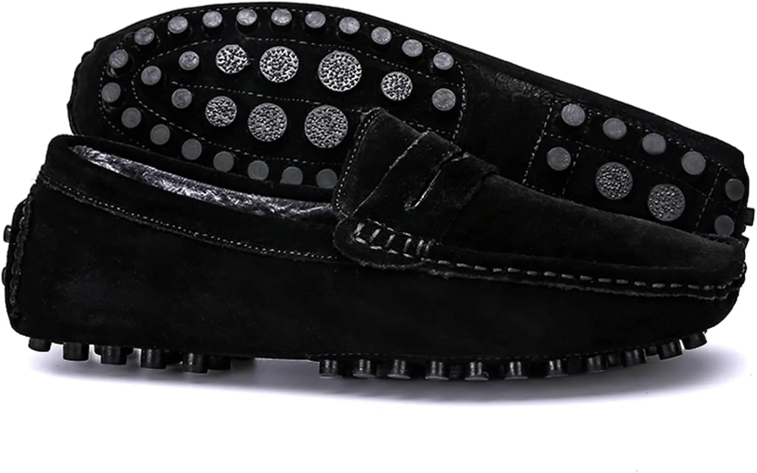 Slip-on Loafer for Men Flats Bow-Tie Suede Leather Dress Driving Moccasins Casual Boat Shoes