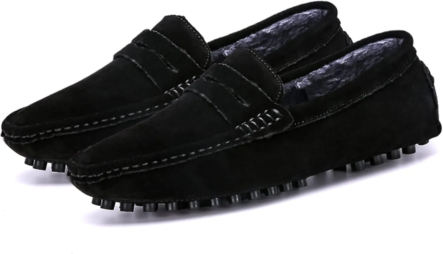 Slip-on Loafer for Men Flats Bow-Tie Suede Leather Dress Driving Moccasins Casual Boat Shoes