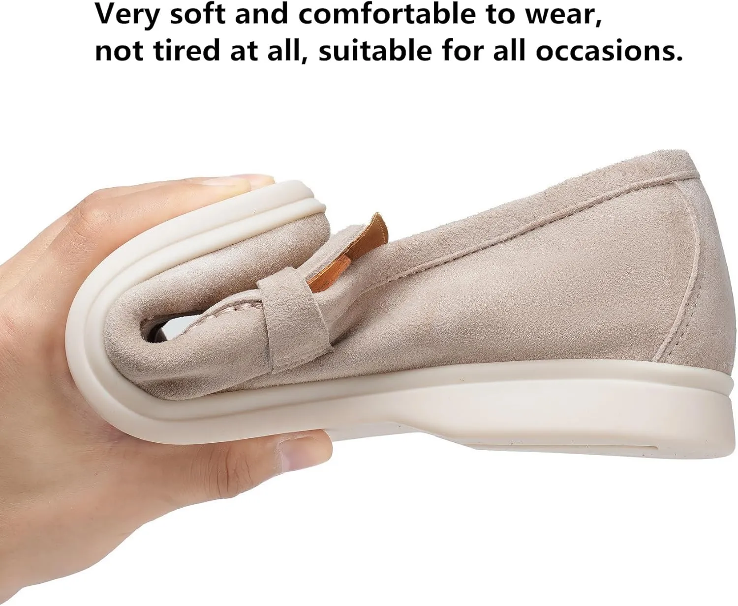 Slip-On Penny Loafers for Women, Suede Upper with Genuine Leather Lining Comfort Casual Dressy Walking Shoes