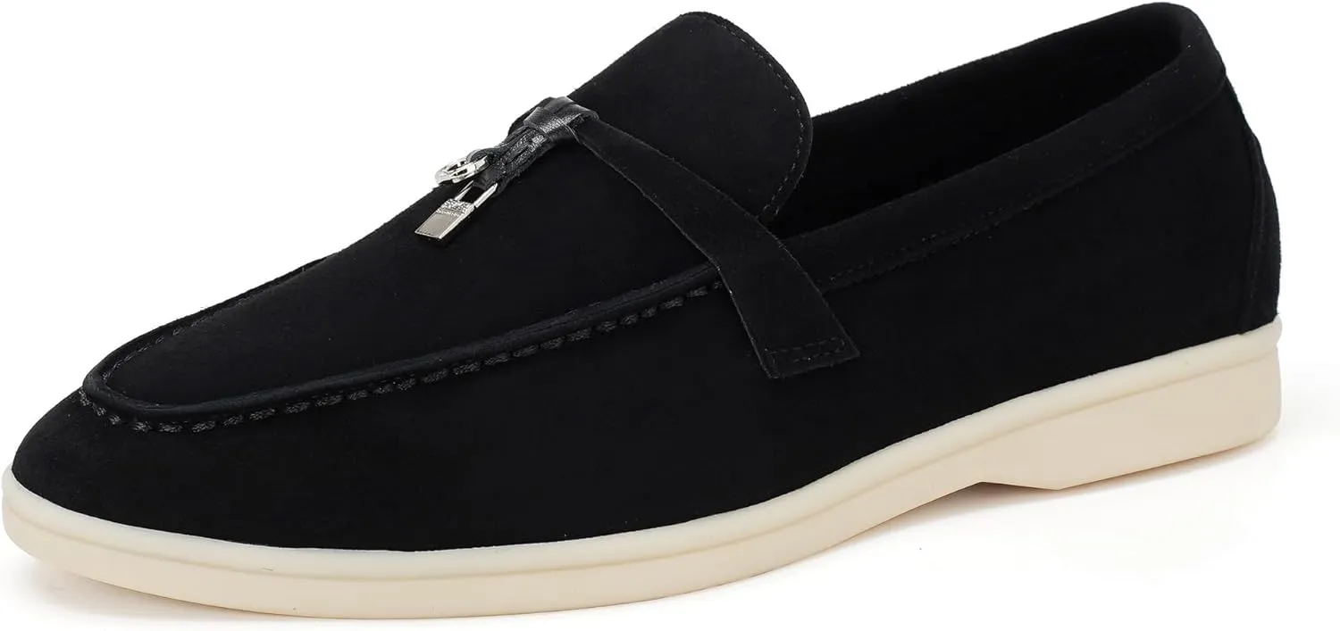 Slip-On Penny Loafers for Women, Suede Upper with Genuine Leather Lining Comfort Casual Dressy Walking Shoes