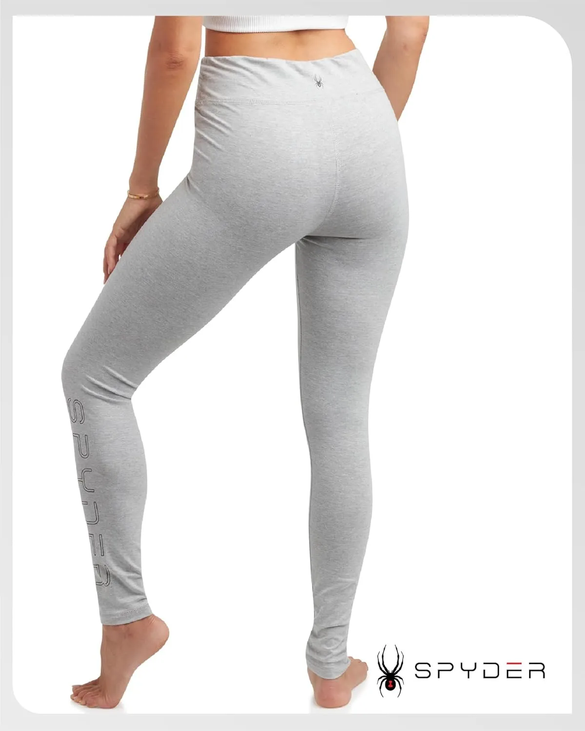 Spyder Women's Cotton Legging - Soft High Waisted 4-Way Stretch Wide Waistband Ankle Jersey Legging (Sizes: S-3X)