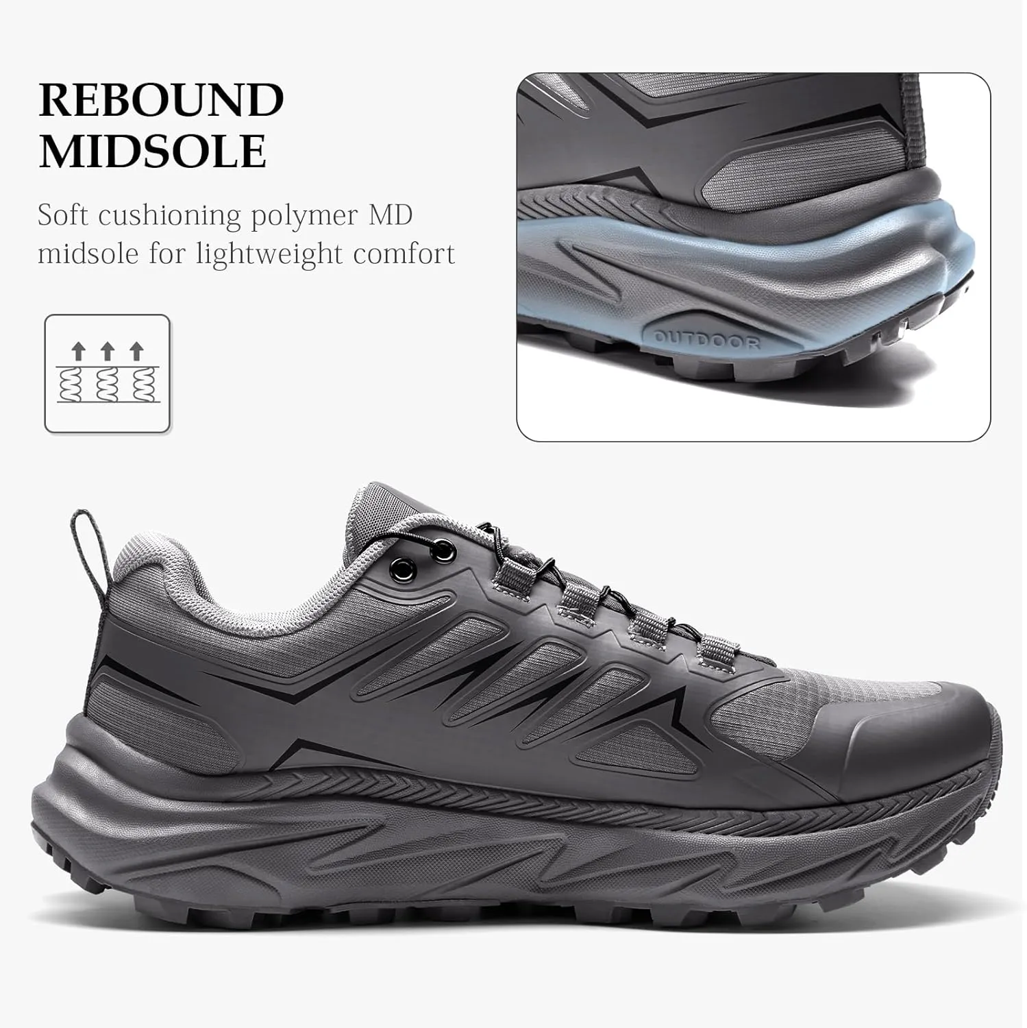 SRA Men's Trail Running Shoes Lightweight Breathable Hiking Running Shoe with Cushioned Soles Training Outdoor Athletic Snearkers Comfortable Walking Shoes for Men