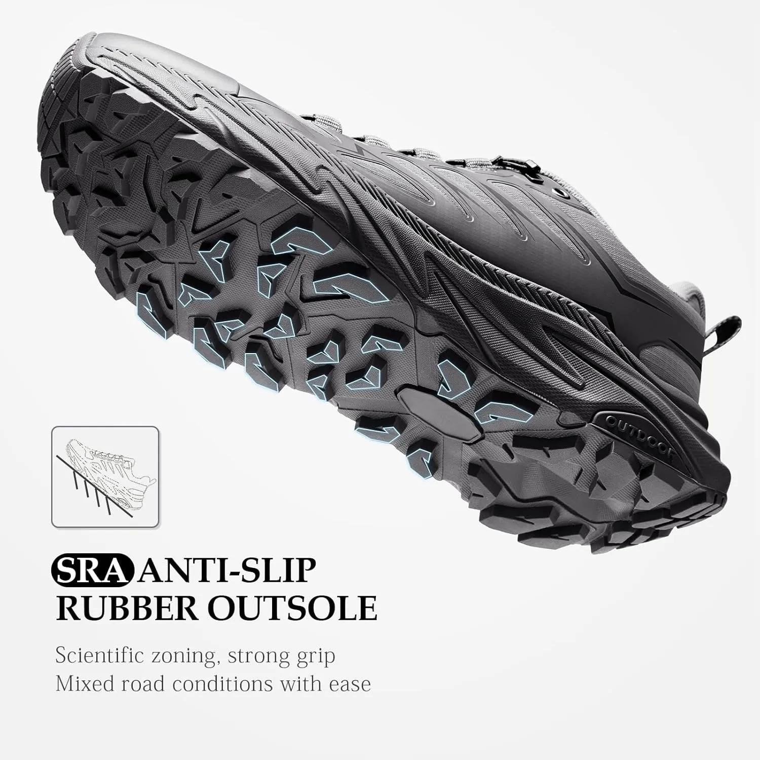 SRA Men's Trail Running Shoes Lightweight Breathable Hiking Running Shoe with Cushioned Soles Training Outdoor Athletic Snearkers Comfortable Walking Shoes for Men
