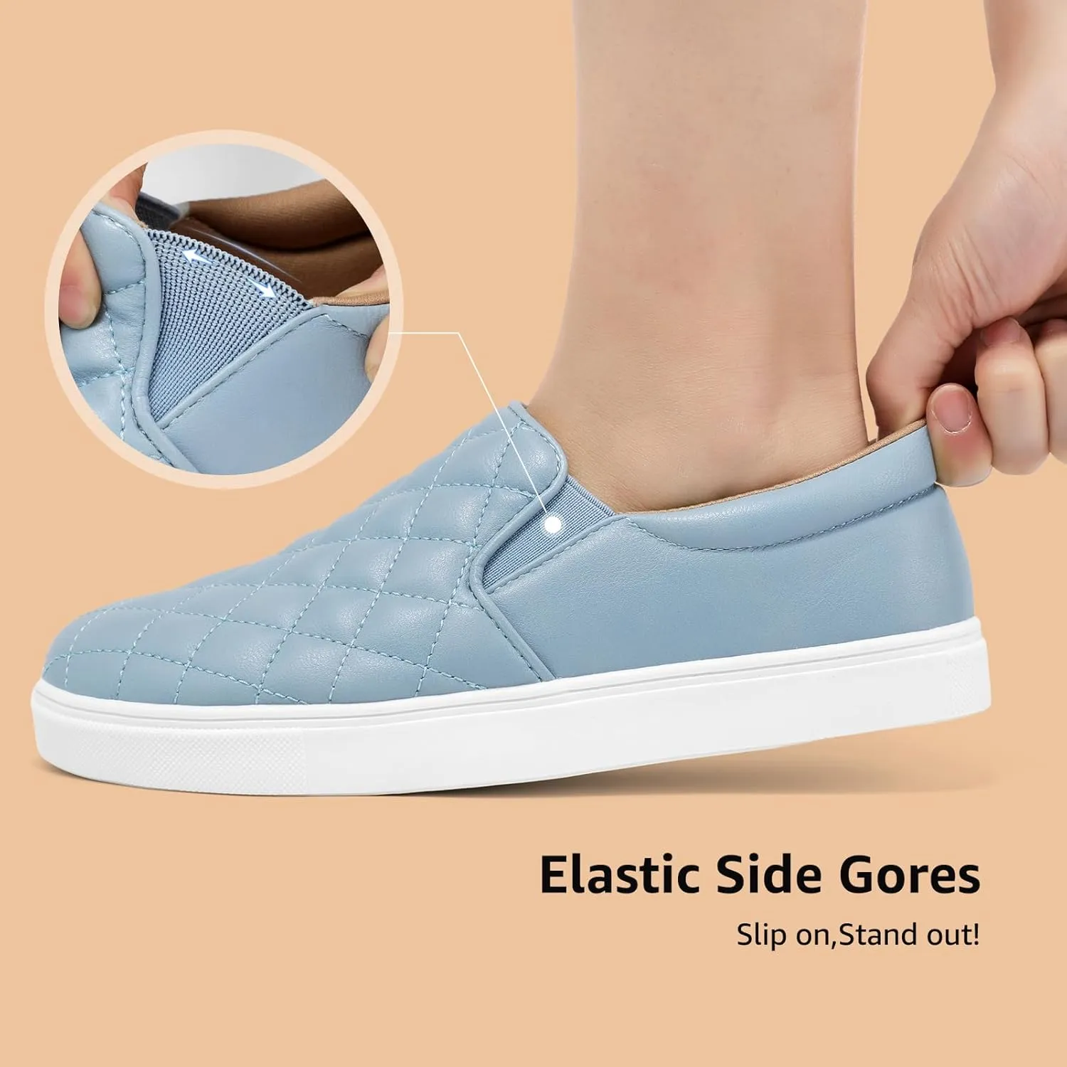 STQ Loafers for Women Memory Foam Slip On Sneakers EleeS Quilted 1.0 Comfort Fall Shoes