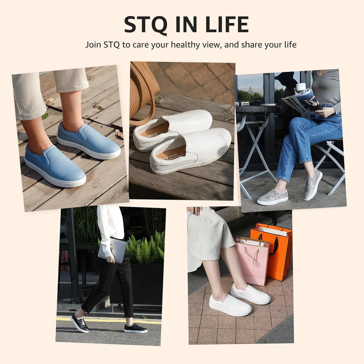 STQ Slip On Shoes for Women Comfort Fall Loafers Soft Business Casual Sneakers