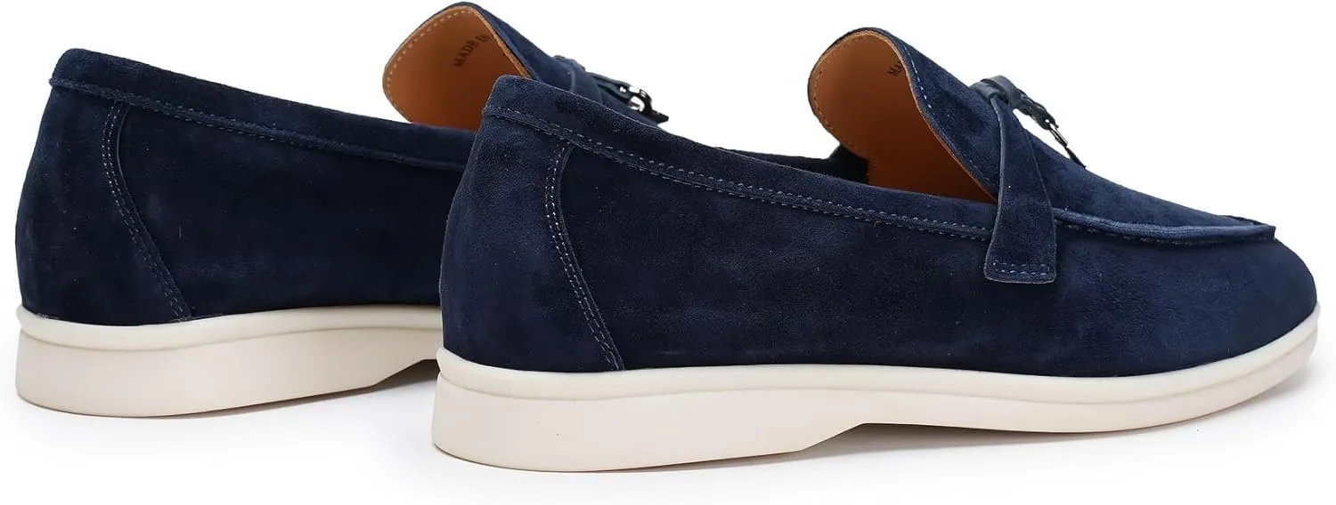 Suede Loafers for Women, Tassel Womens Flats Moccasin Slippers Walking Slip on Shoes Soft Sole Comfortable Spring Summer Mocasines para Mujer Genuine Leather