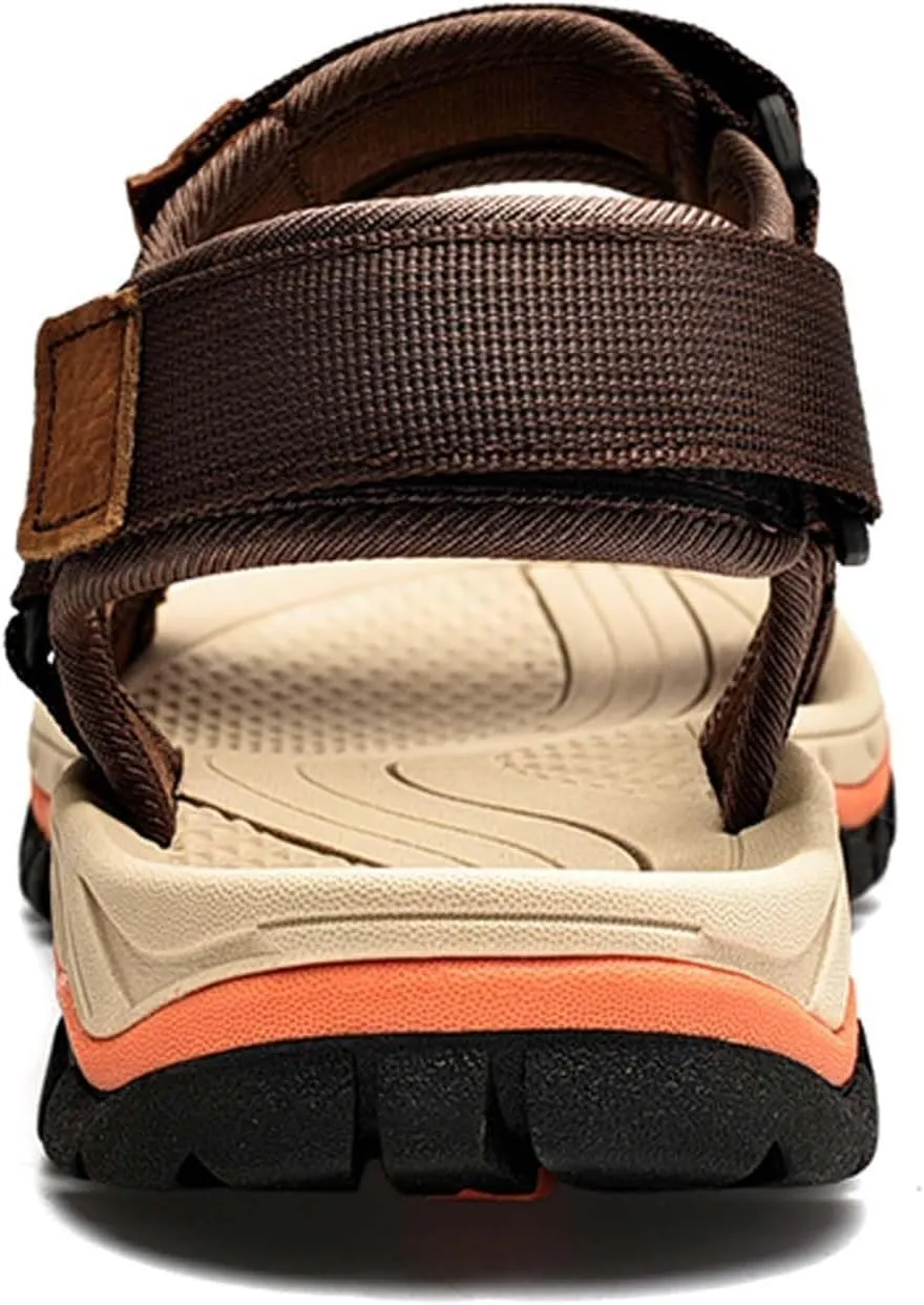 Summer men's cowhide fashionable beach sandals with breathable comfortable anti slip wear-resistant and lightweight sandals