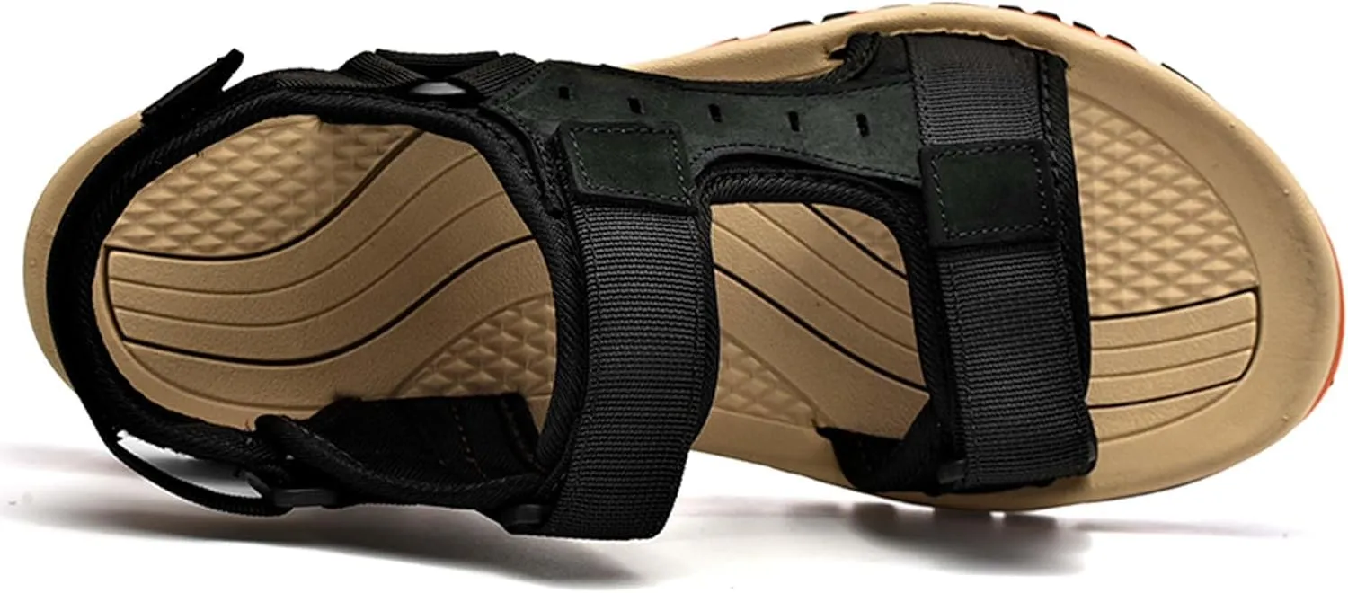 Summer men's cowhide fashionable beach sandals with breathable comfortable anti slip wear-resistant and lightweight sandals