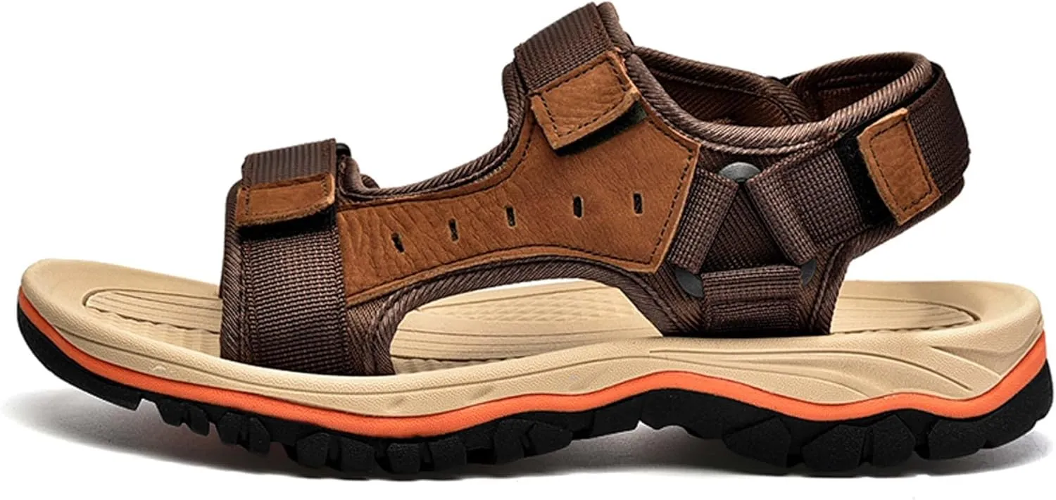 Summer men's cowhide fashionable beach sandals with breathable comfortable anti slip wear-resistant and lightweight sandals