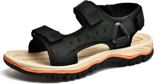 Summer men's cowhide fashionable beach sandals with breathable comfortable anti slip wear-resistant and lightweight sandals