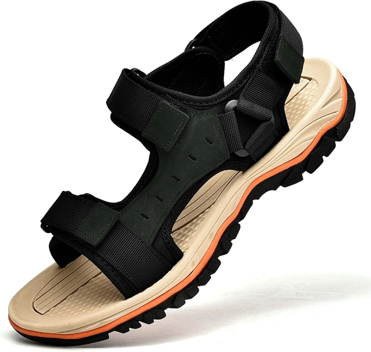 Summer men's cowhide fashionable beach sandals with breathable comfortable anti slip wear-resistant and lightweight sandals