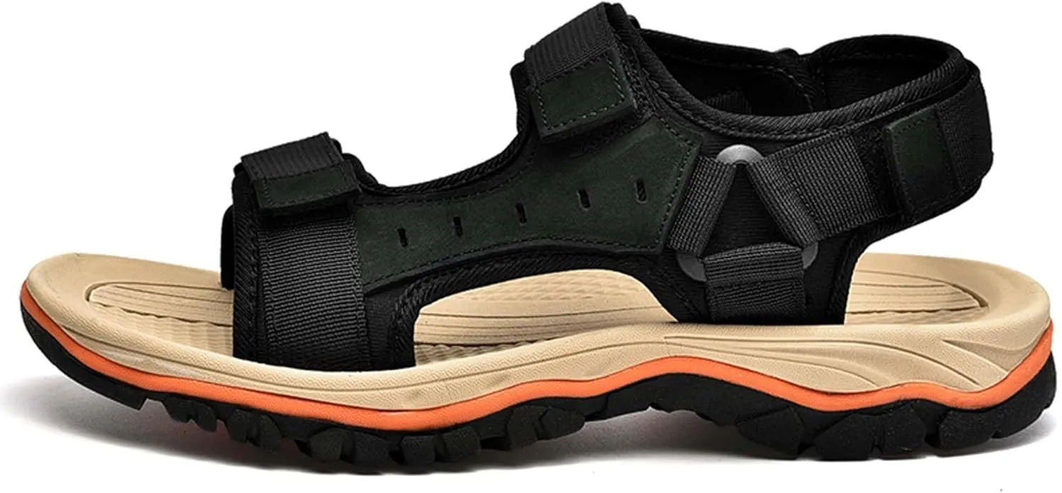 Summer men's cowhide fashionable beach sandals with breathable comfortable anti slip wear-resistant and lightweight sandals