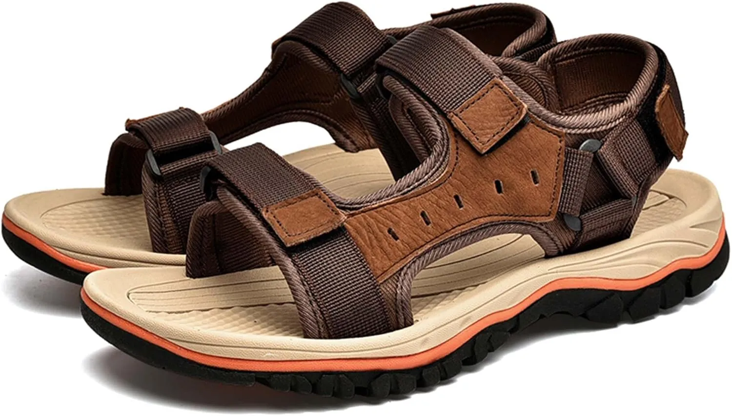 Summer men's cowhide fashionable beach sandals with breathable comfortable anti slip wear-resistant and lightweight sandals