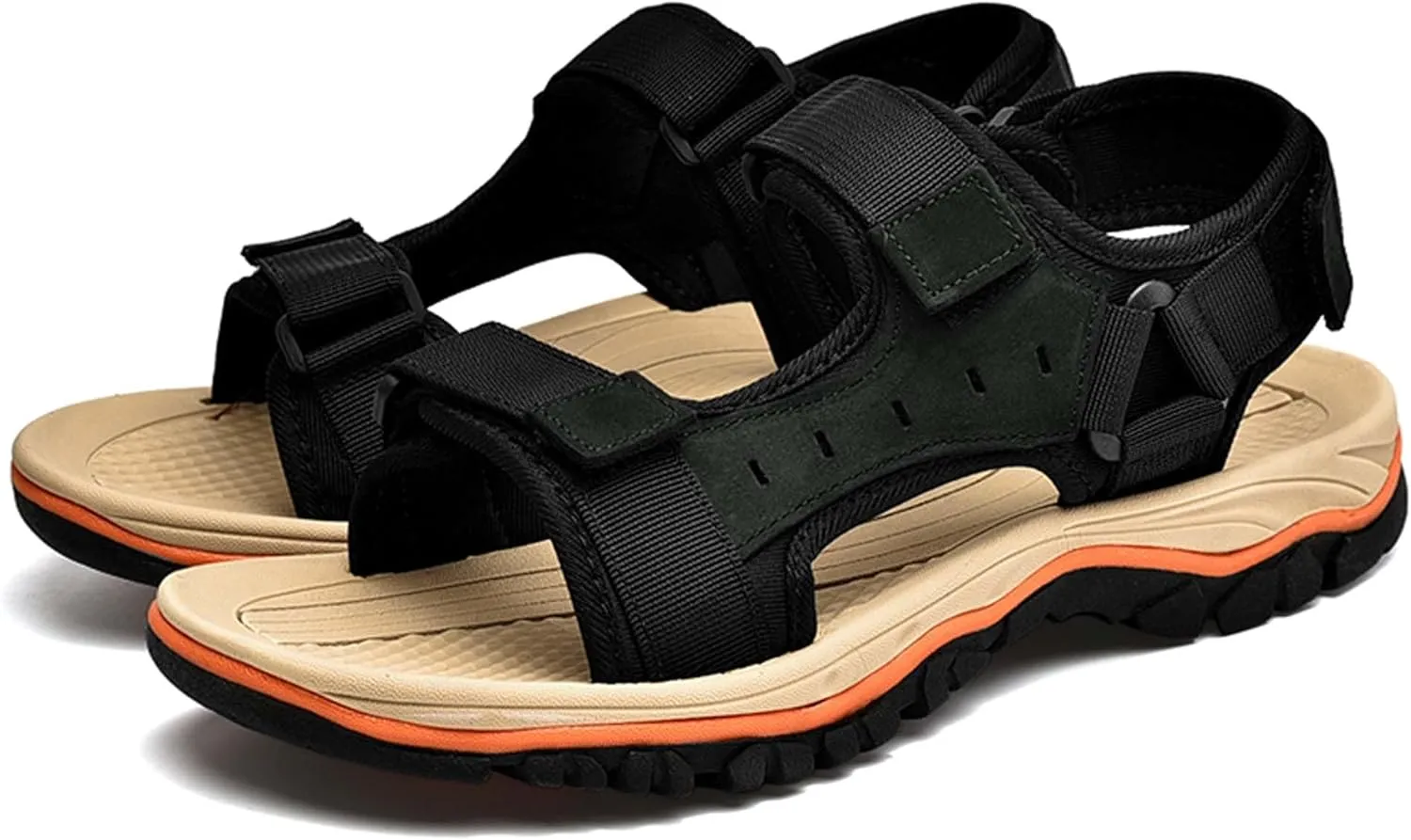 Summer men's cowhide fashionable beach sandals with breathable comfortable anti slip wear-resistant and lightweight sandals