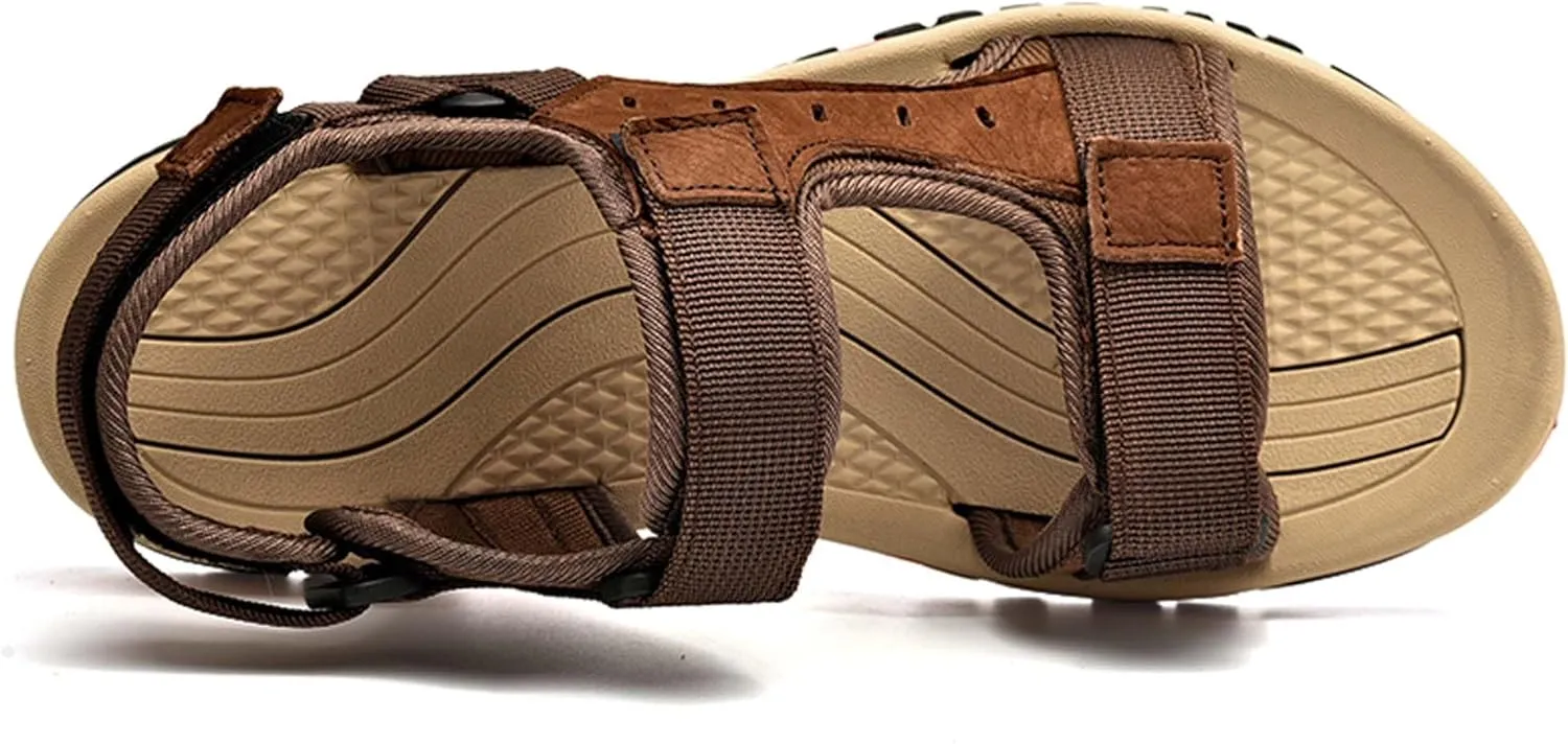 Summer men's cowhide fashionable beach sandals with breathable comfortable anti slip wear-resistant and lightweight sandals