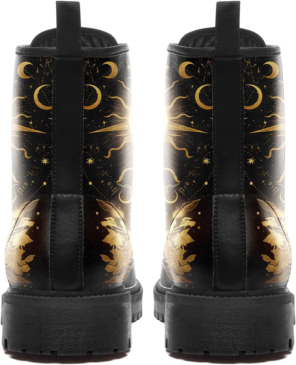Sun and Moon Fashion Women's Ankle Boots Men's Platform Lace-up Leather Combat Booties Gift Winter Fall Dress Boots