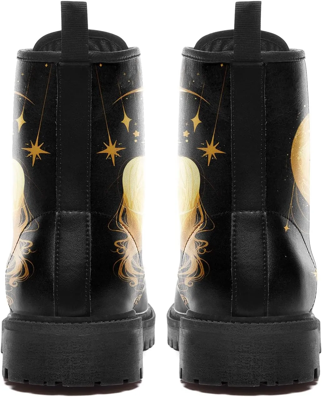 Sun and Moon Fashion Women's Ankle Boots Men's Platform Lace-up Leather Combat Booties Gift Winter Fall Dress Boots