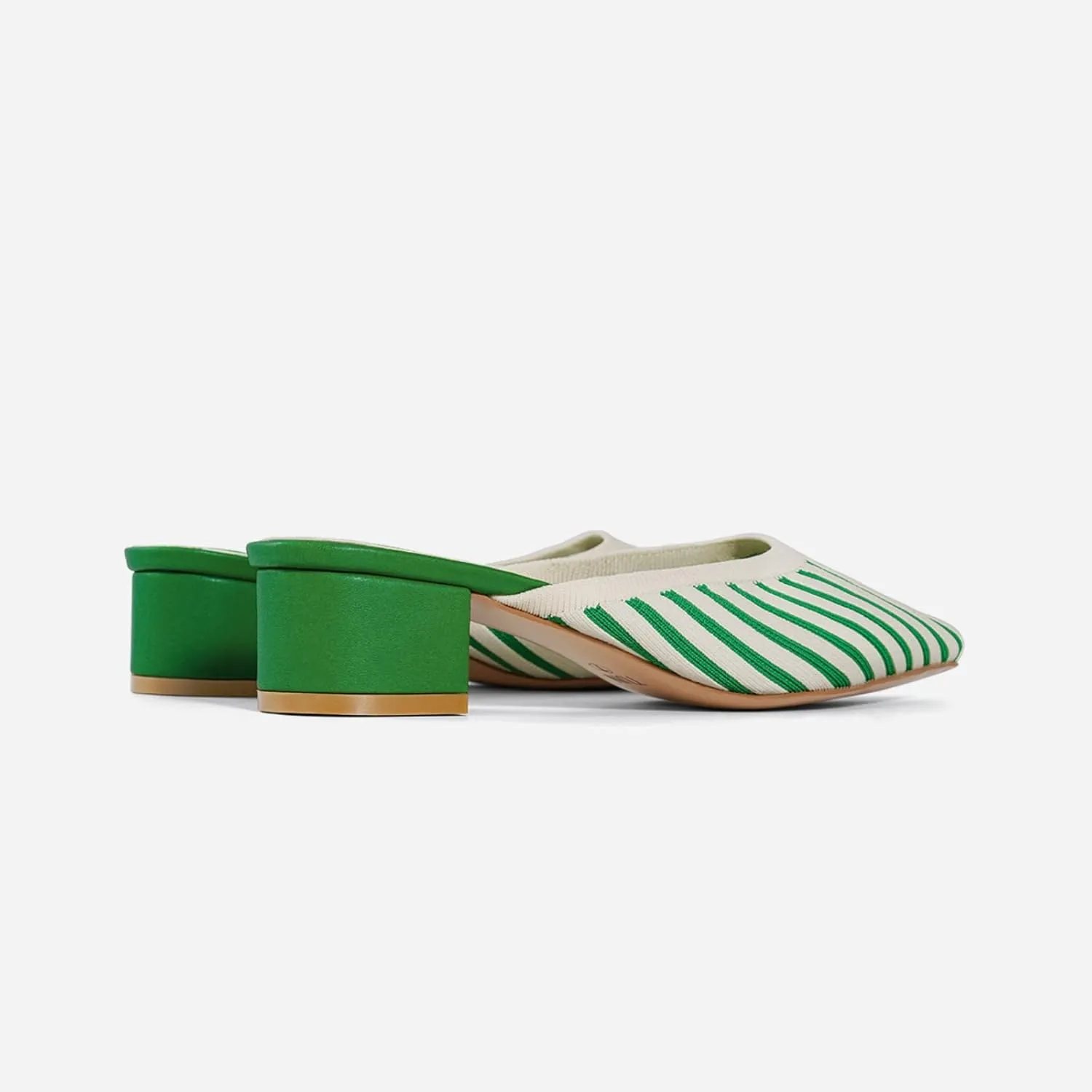 TIJN Heels,Pointed Toe Mules for Momen with Low Heel, Breathable Mesh Knit Slip On Flat Sandals,Helka