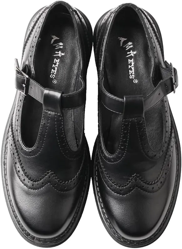 TMA EYES Women Classic Loafers Low Heel PU Leather Metal Adjustment Buckle Shoes