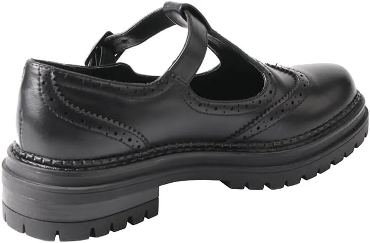 TMA EYES Women Classic Loafers Low Heel PU Leather Metal Adjustment Buckle Shoes