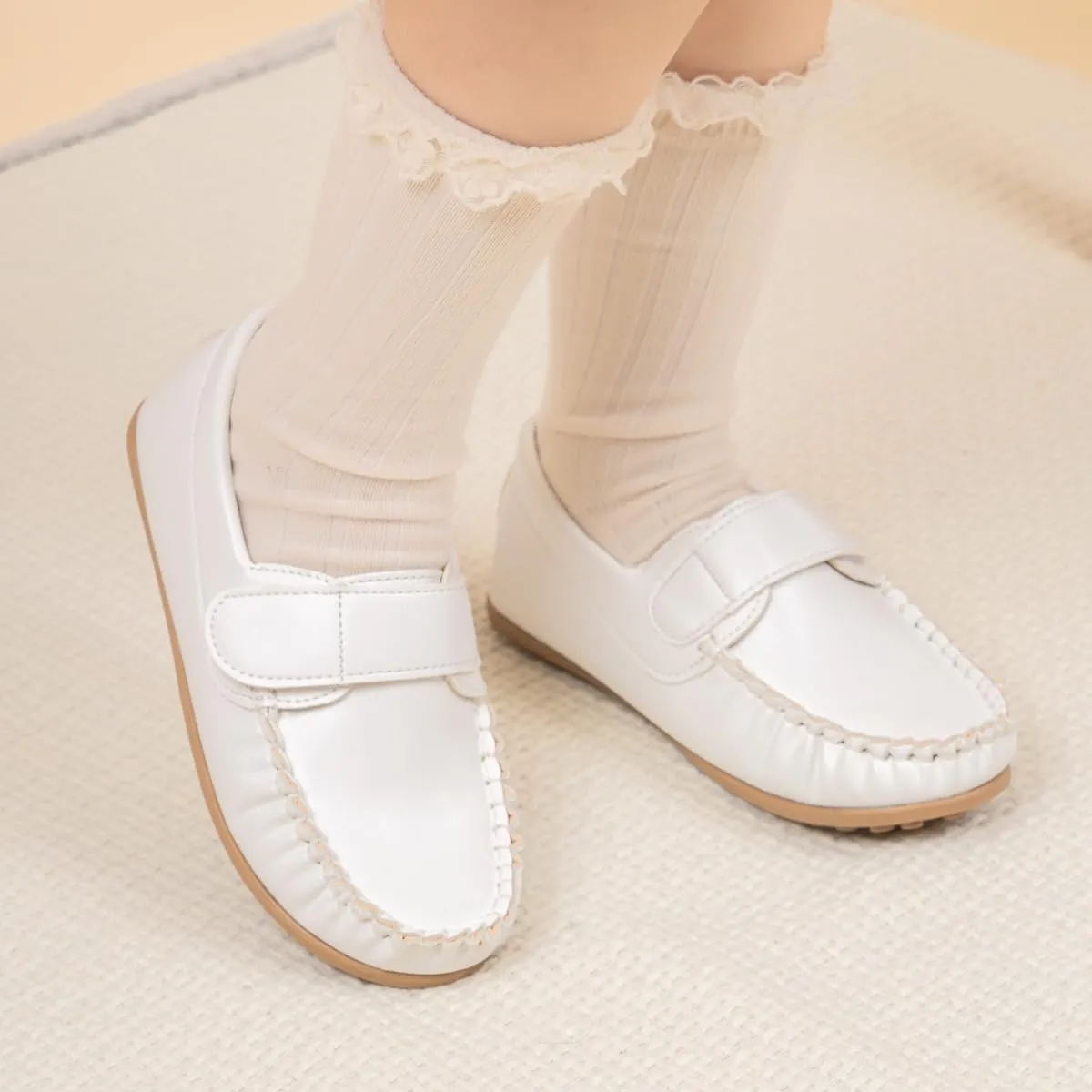 Toddler Boys Girls Leather Loafers,Little Kids Soft Slip-On Dress Shoes,Moccasins Flat Boat Shoes Casual Daily Walking Wedding Church School