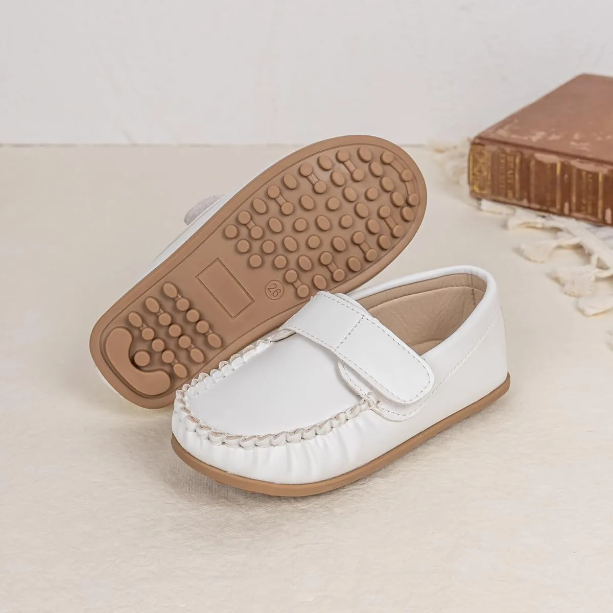 Toddler Boys Girls Leather Loafers,Little Kids Soft Slip-On Dress Shoes,Moccasins Flat Boat Shoes Casual Daily Walking Wedding Church School
