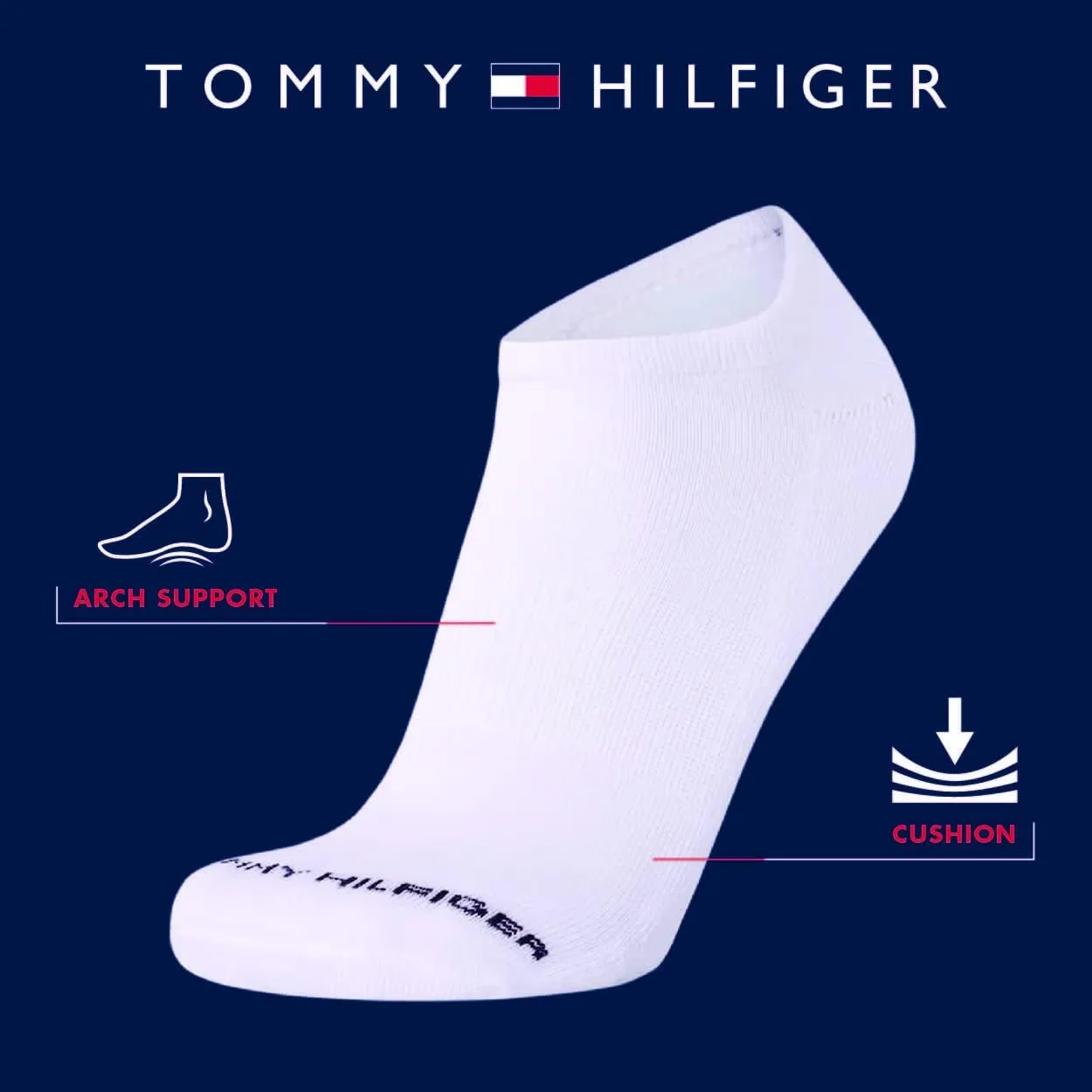 Tommy Hilfiger Men's Socks - 12 Pack Cushion Comfort Athletic Low Cut No Show Ankle Socks (Shoe Size 7-12)