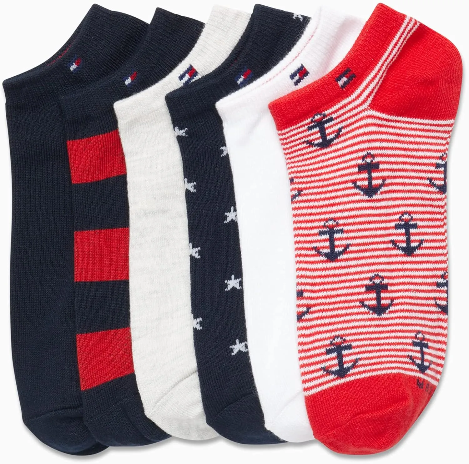 Tommy Hilfiger Womens No Show Socks - 6 Pack Soft Cotton Blend Low Cut Liner Socks for Sneakers, Loafers, Flats (Size: 4-10)