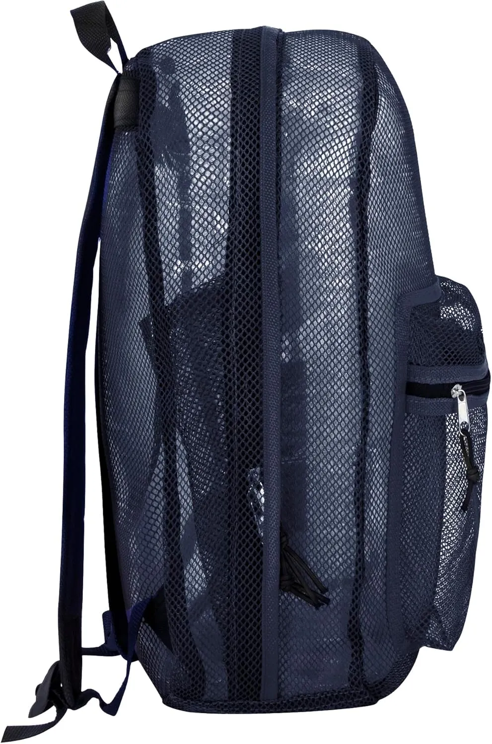 Transparent Mesh Backpacks for School Kids, Beach, Travel - Mesh See Through Backpack with Padded Straps (Blue) Large