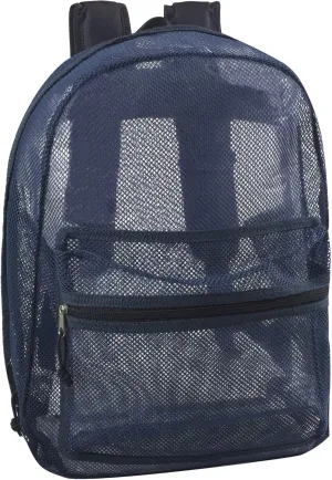 Transparent Mesh Backpacks for School Kids, Beach, Travel - Mesh See Through Backpack with Padded Straps (Blue) Large