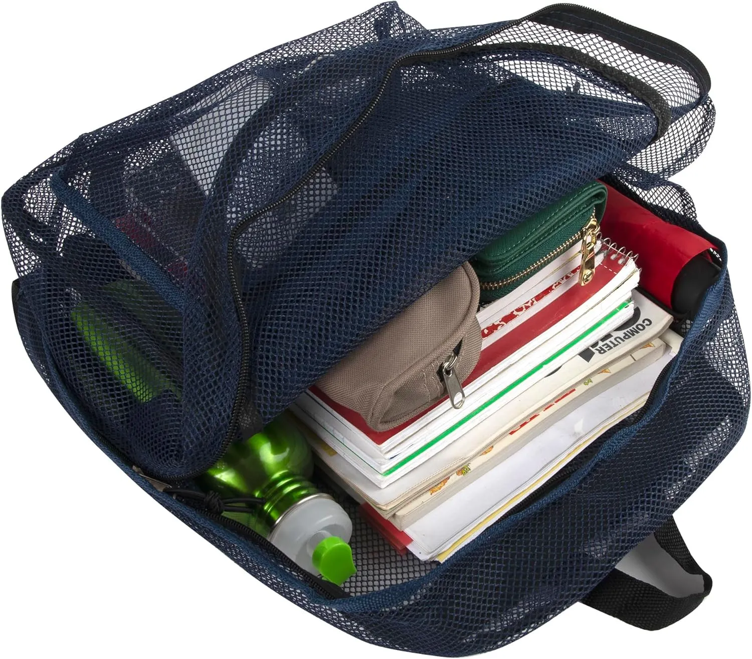 Transparent Mesh Backpacks for School Kids, Beach, Travel - Mesh See Through Backpack with Padded Straps (Blue) Large