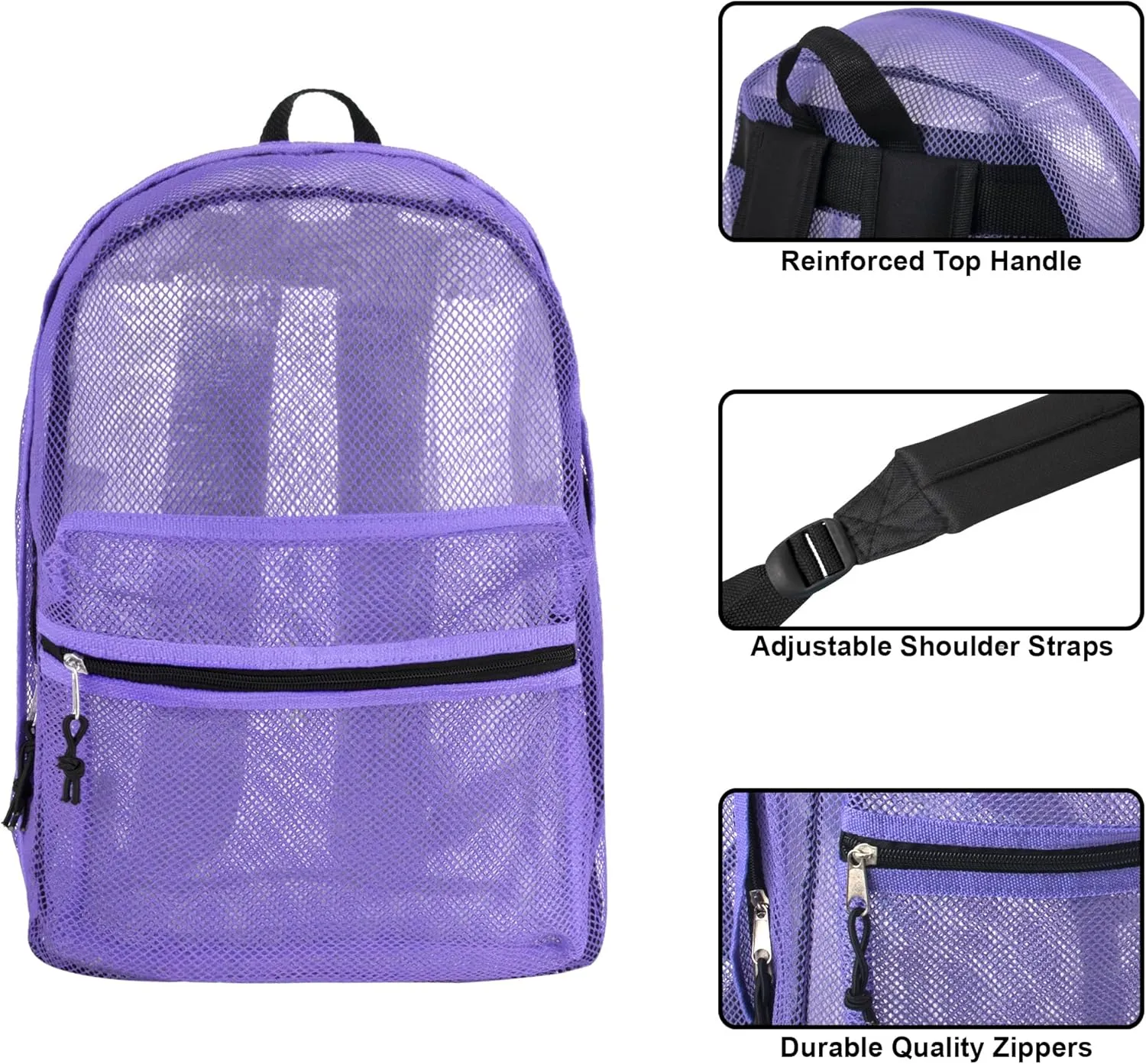Transparent Mesh Backpacks for School Kids, Beach, Travel - Mesh See Through Backpack with Padded Straps Large