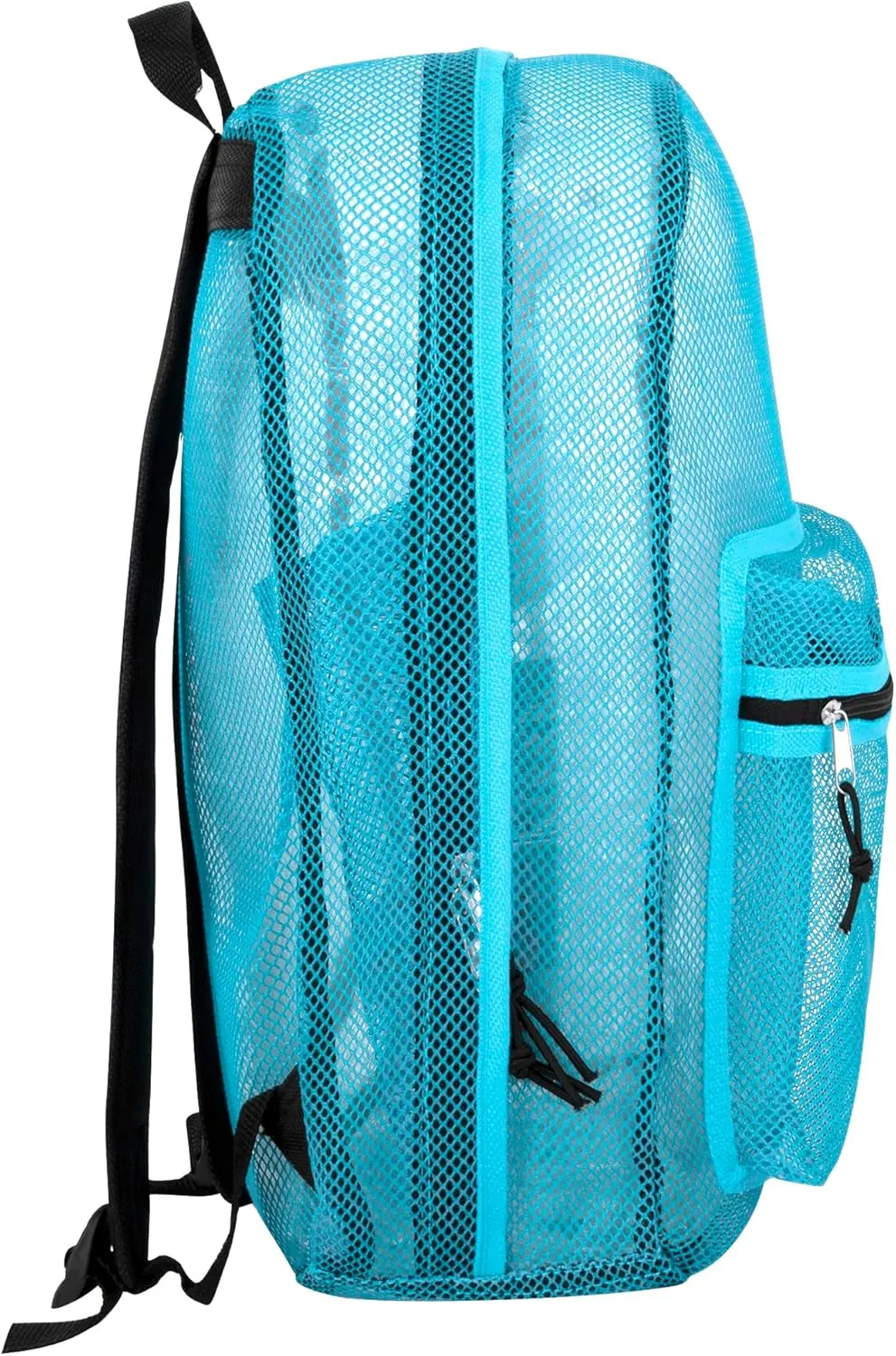 Transparent Mesh Backpacks for School Kids, Beach, Travel - Mesh See Through Backpack with Padded Straps (Light Blue)