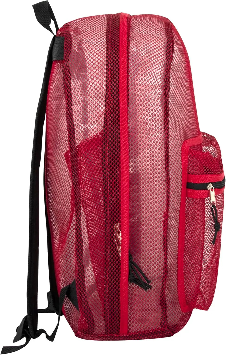 Transparent Mesh Backpacks for School Kids, Beach, Travel - Mesh See Through Backpack with Padded Straps (Red) Large