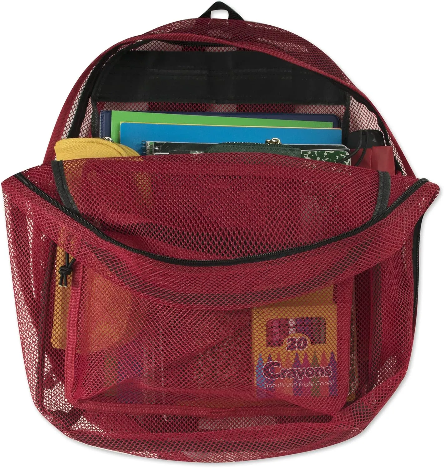 Transparent Mesh Backpacks for School Kids, Beach, Travel - Mesh See Through Backpack with Padded Straps (Red) Large