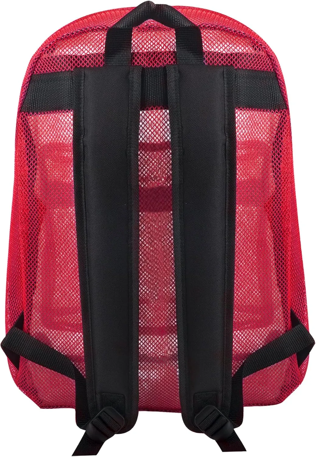 Transparent Mesh Backpacks for School Kids, Beach, Travel - Mesh See Through Backpack with Padded Straps (Red) Large