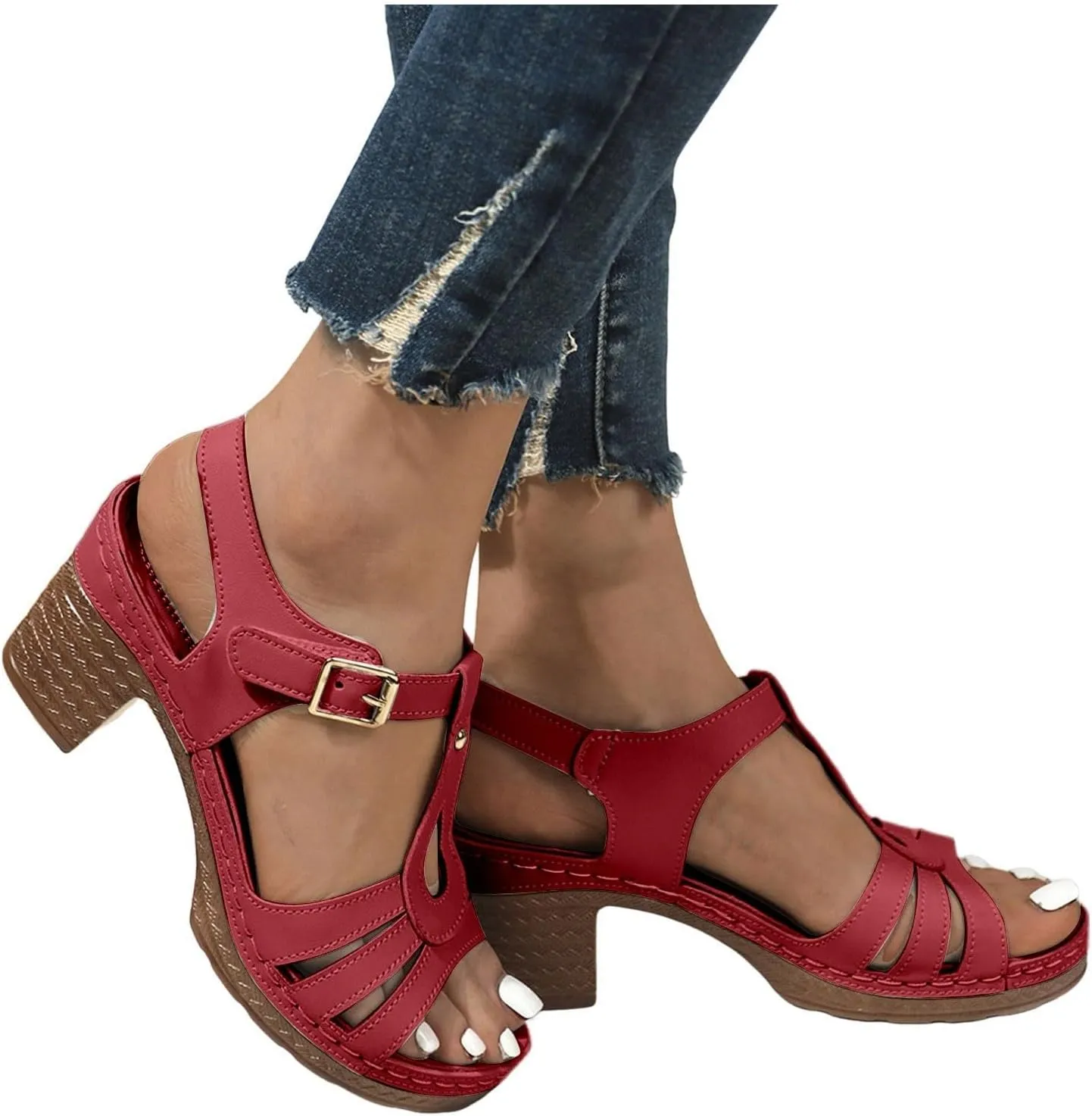 Trendy Women's Sandals With Toe Post Design Comfortable Mid Heeled Versatile Daily Wear Sandals Women Outdoor Summer