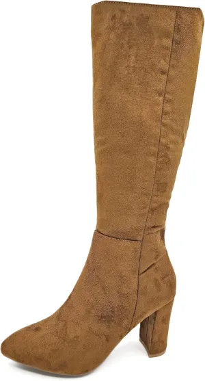 TruFox Womens Classic Tall Knee High Block Heel Fashion Boots