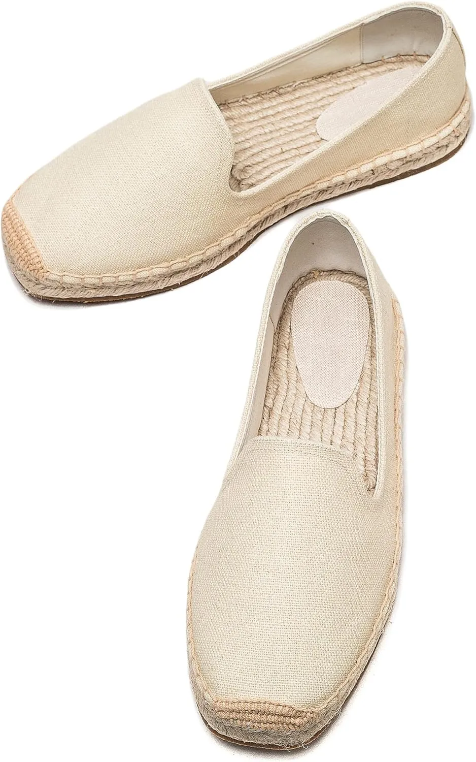 U-lite Men's Classic Suede Canvas Round Cap Toe Espadrilles Loafers Pure Color Slip On Comfortable Flats Shoes