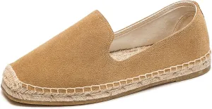 U-lite Men's Classic Suede Canvas Round Cap Toe Espadrilles Loafers Pure Color Slip On Comfortable Flats Shoes