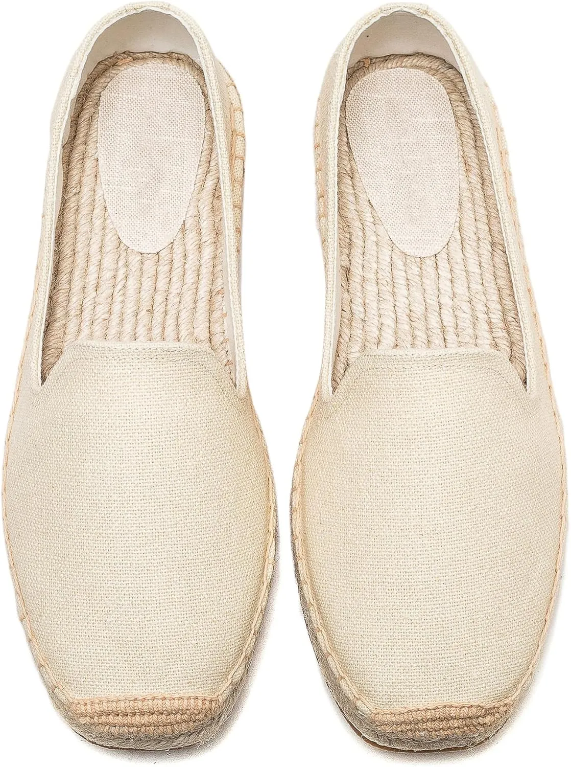 U-lite Men's Classic Suede Canvas Round Cap Toe Espadrilles Loafers Pure Color Slip On Comfortable Flats Shoes