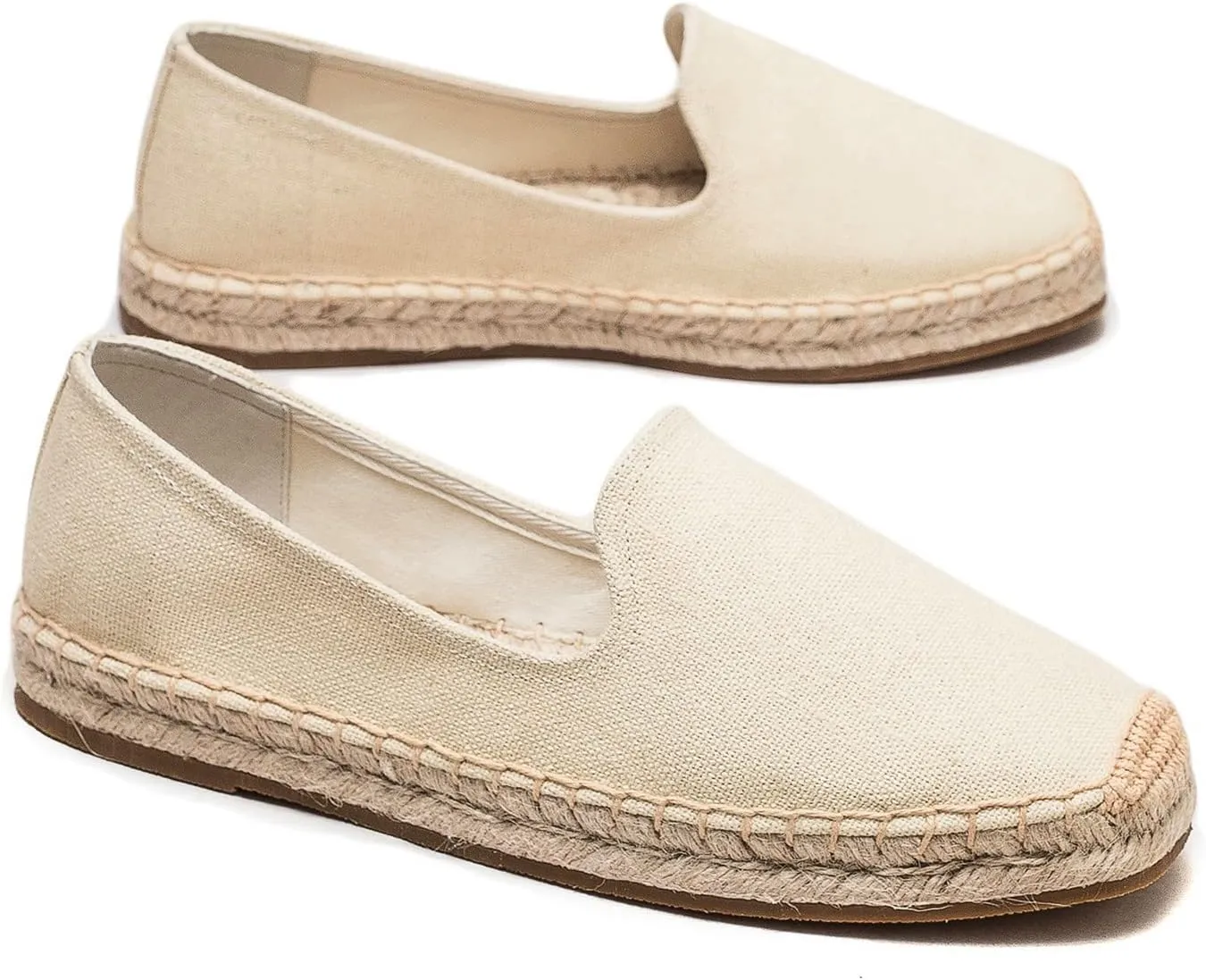 U-lite Men's Classic Suede Canvas Round Cap Toe Espadrilles Loafers Pure Color Slip On Comfortable Flats Shoes