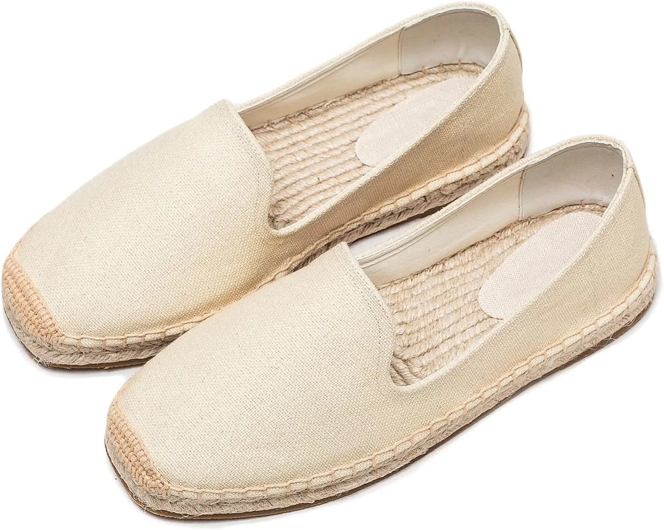 U-lite Men's Classic Suede Canvas Round Cap Toe Espadrilles Loafers Pure Color Slip On Comfortable Flats Shoes