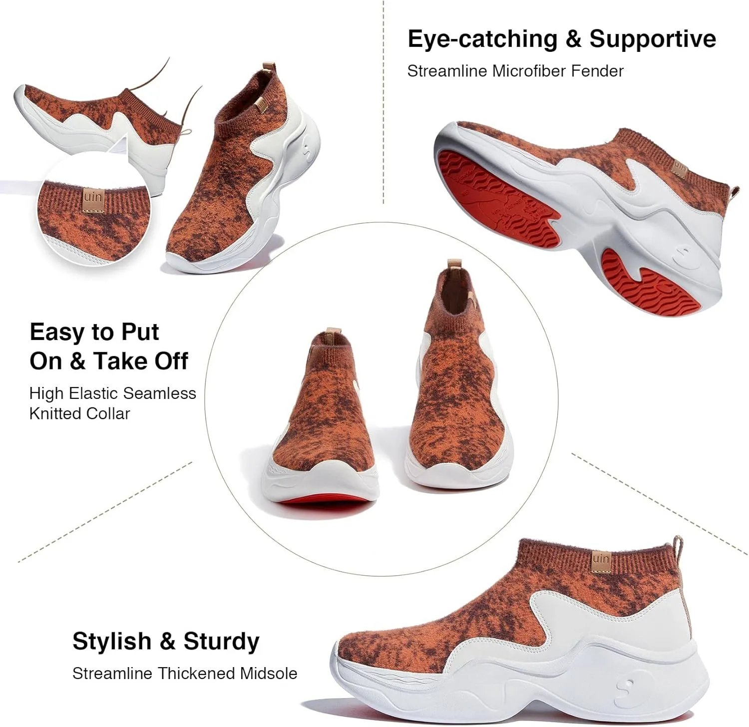 UIN Women's High Top Knitted Chunky Sneakers Casual Lightweight Comfort Dad Shoes Palma Ⅱ