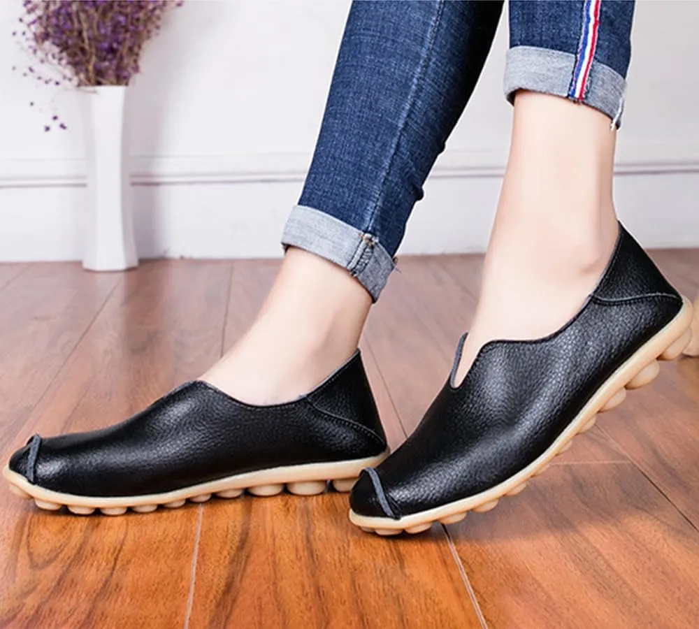 Ulalaza Women's Loafers Flats Shoes Slip On Lightweight Casual Round Toe Business Work Shoes Anti-Slip Low Heels Chunky Platform Comfort Walking Shoes