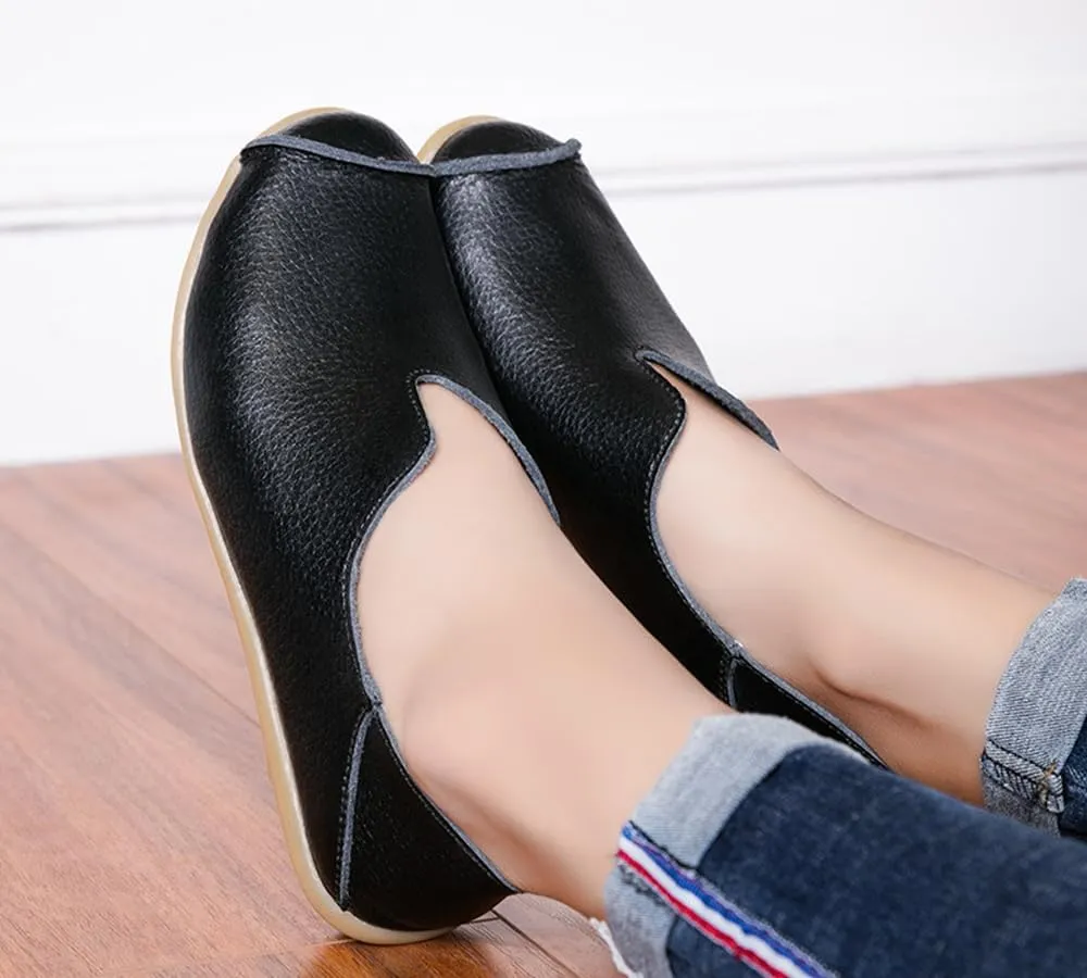 Ulalaza Women's Loafers Flats Shoes Slip On Lightweight Casual Round Toe Business Work Shoes Anti-Slip Low Heels Chunky Platform Comfort Walking Shoes