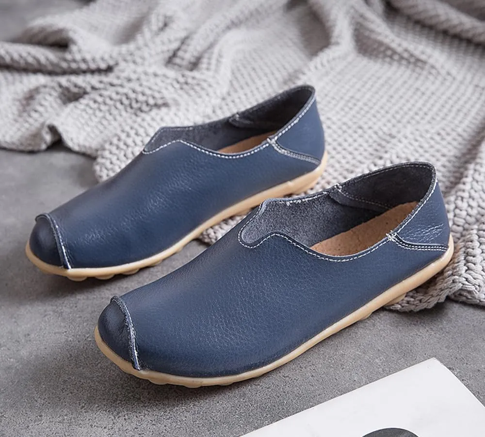 Ulalaza Women's Loafers Flats Shoes Slip On Lightweight Casual Round Toe Business Work Shoes Anti-Slip Low Heels Chunky Platform Comfort Walking Shoes