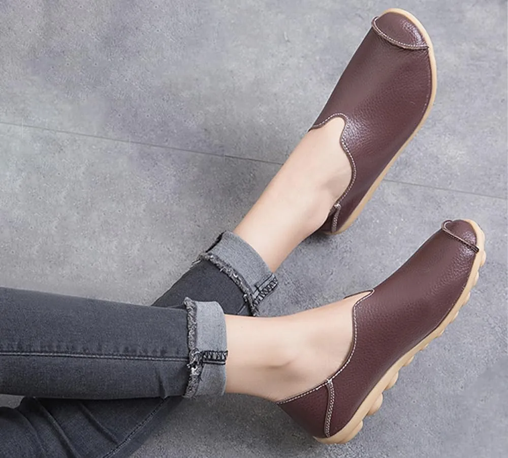 Ulalaza Women's Loafers Flats Shoes Slip On Lightweight Casual Round Toe Business Work Shoes Anti-Slip Low Heels Chunky Platform Comfort Walking Shoes