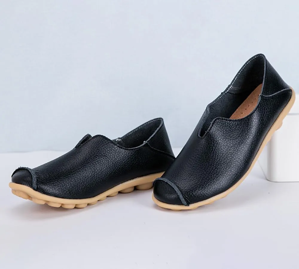 Ulalaza Women's Loafers Flats Shoes Slip On Lightweight Casual Round Toe Business Work Shoes Anti-Slip Low Heels Chunky Platform Comfort Walking Shoes